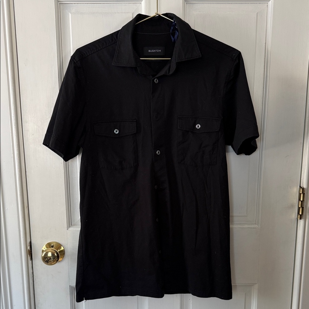 Black Casual Button-Down Shirt by Black